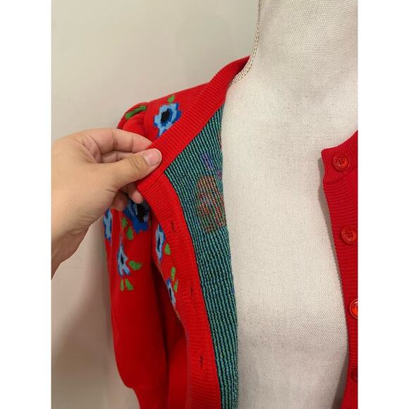 Molly Goddard Sonia Jacquard-Knit Cotton Cardigan in Red - Picture 14 of 15